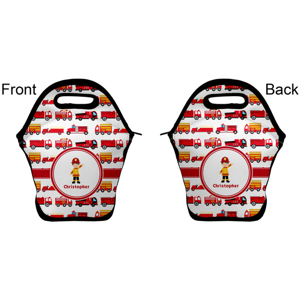Firetrucks Lunch Bag - Front and Back