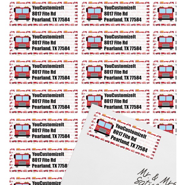 Firetrucks Mailing Label on Envelope - Multiple Labels