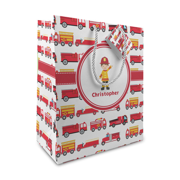 Custom Firetrucks Medium Gift Bag (Personalized)
