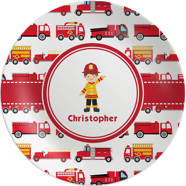 Custom Firetrucks Melamine Salad Plate - 8" (Personalized)