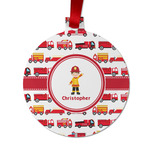 Firetrucks Metal Ball Ornament - Double Sided w/ Name or Text