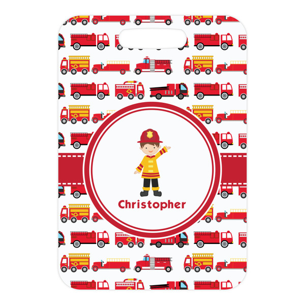 Firetrucks Metal Luggage Tag - Front Without Strap