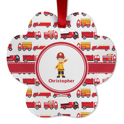 Firetrucks Metal Paw Ornament - Double Sided w/ Name or Text