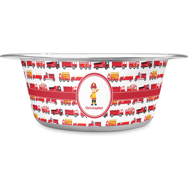 Custom Firetrucks Stainless Steel Dog Bowl (Personalized)