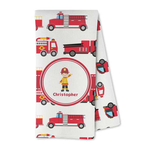 Custom Firetrucks Kitchen Towel - Microfiber (Personalized)