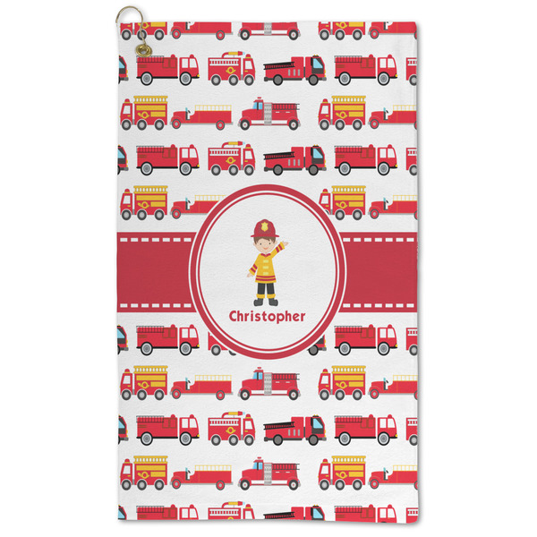 Custom Firetrucks Microfiber Golf Towel - Large (Personalized)