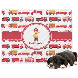 Firetrucks Dog Blanket - Large (Personalized)