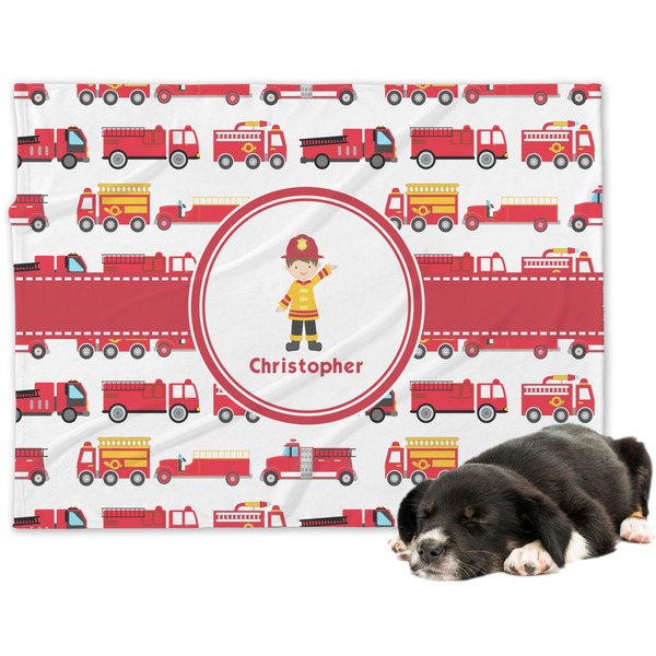 Custom Firetrucks Dog Blanket (Personalized)