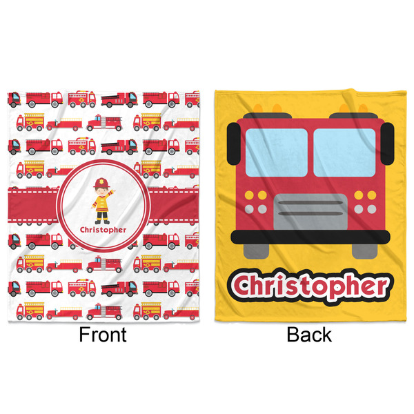 Firetrucks Minky Blanket - 50"x60" - Double Sided - Front & Back