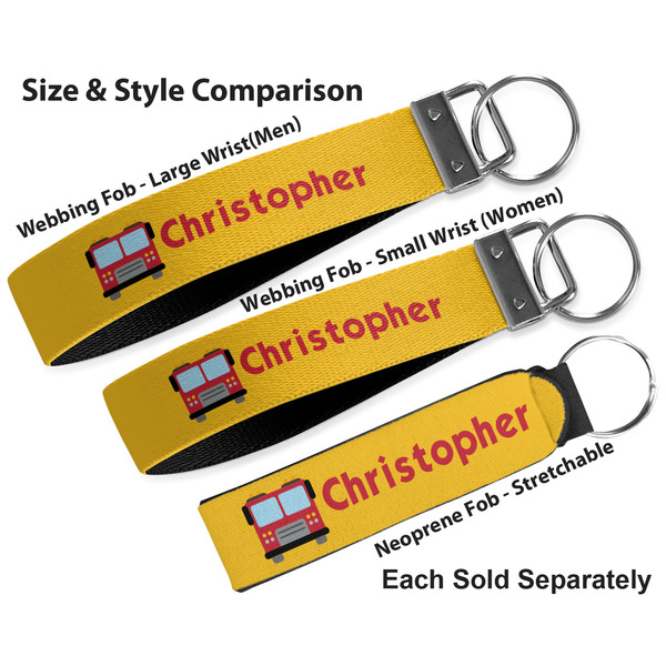 Firetrucks Multiple Key Ring comparison sizes
