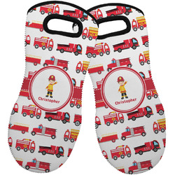 Firetrucks Neoprene Oven Mitts - Set of 2 w/ Name or Text