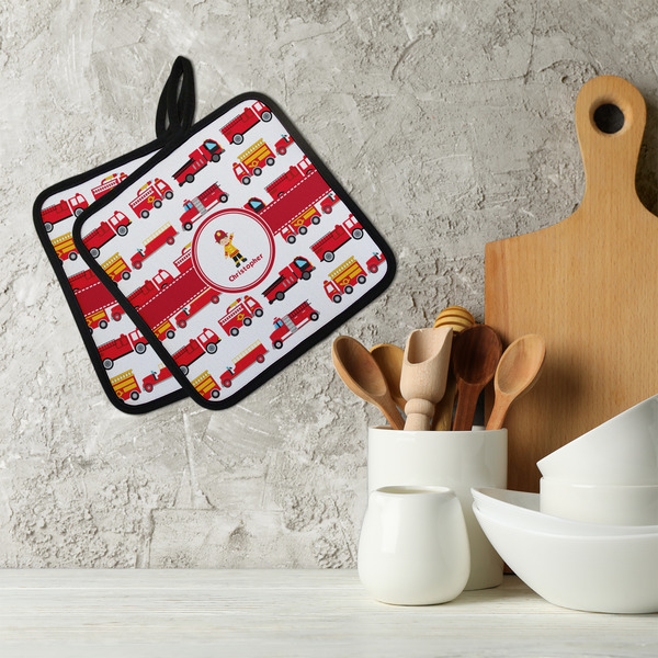 Firetrucks Neoprene Pot Holder - Set of 2  LIFESTYLE
