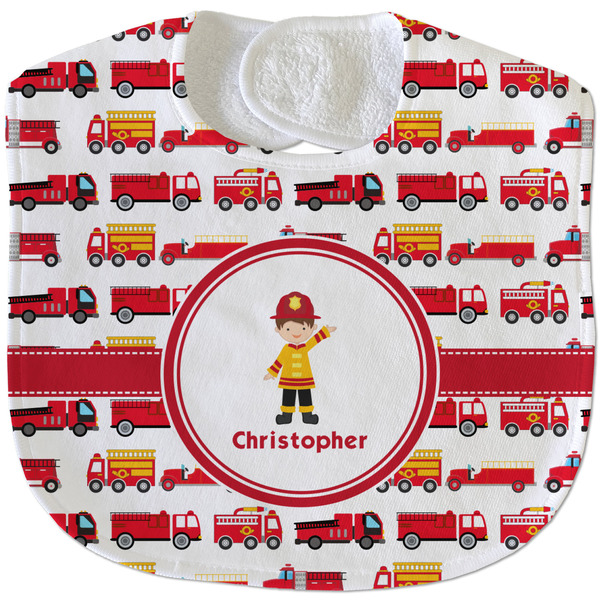 Firetrucks New Baby Bib - Closed and Folded