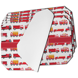 Firetrucks Dining Table Mat - Octagon - Set of 4 (Single-Sided) w/ Name or Text