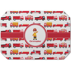 Firetrucks Dining Table Mat - Octagon (Single-Sided) w/ Name or Text