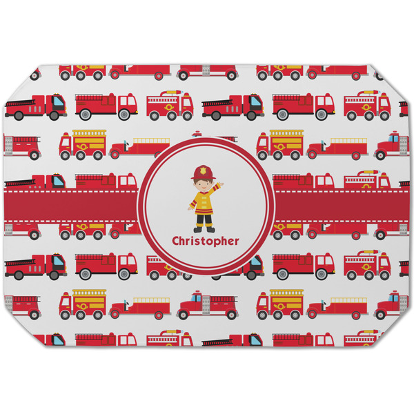 Custom Firetrucks Dining Table Mat - Octagon (Single-Sided) w/ Name or Text