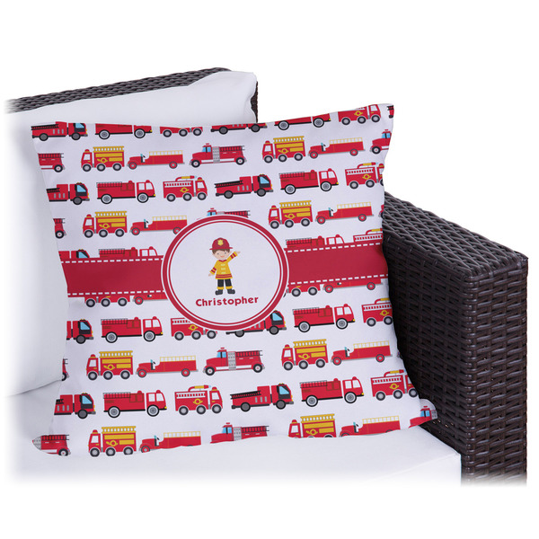 Custom Firetrucks Outdoor Pillow - 16" (Personalized)
