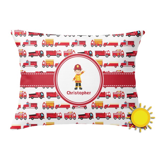 Custom Firetrucks Outdoor Throw Pillow (Rectangular) (Personalized)