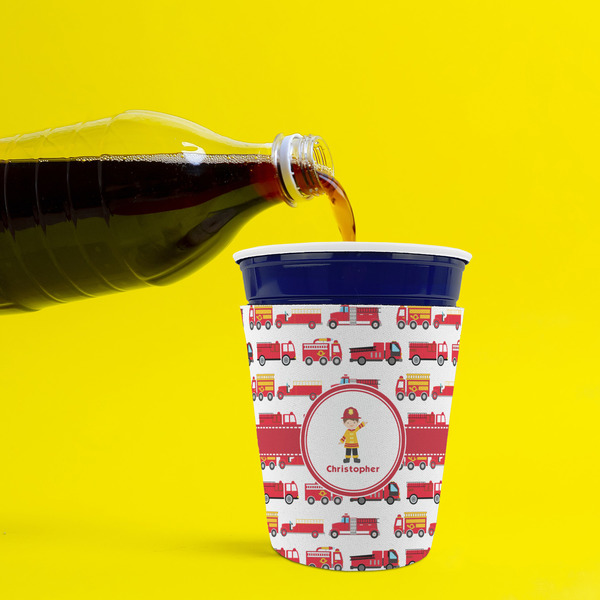 Firetrucks Party Cup Sleeves - without bottom - Lifestyle