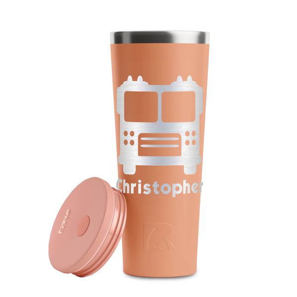 Firetrucks Peach RTIC Everyday Tumbler - 28 oz. - Lid Off