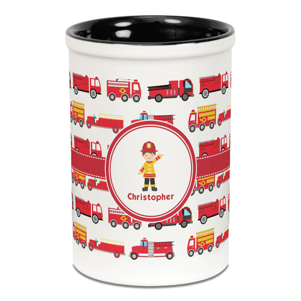 Firetrucks Pencil Holder - Black