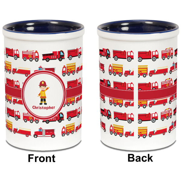 Firetrucks Pencil Holder - Blue - approval