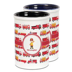 Firetrucks Ceramic Pencil Holder - Large
