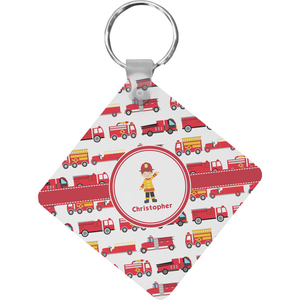 Custom Firetrucks Diamond Plastic Keychain w/ Name or Text