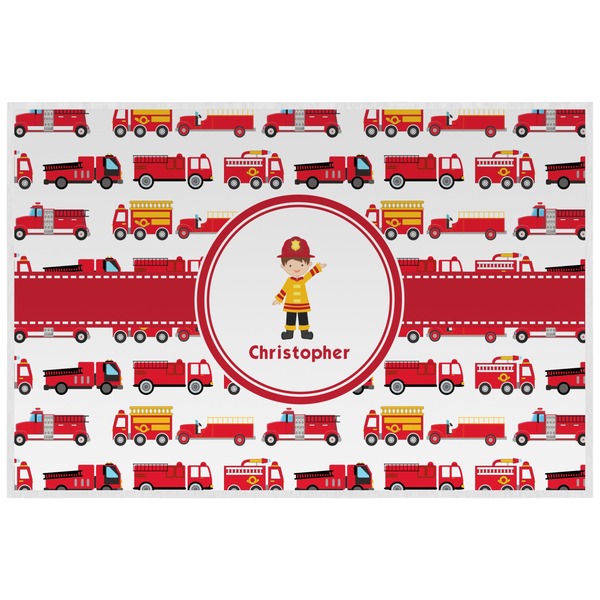 Custom Firetrucks Laminated Placemat w/ Name or Text