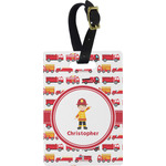 Firetrucks Plastic Luggage Tag - Rectangular w/ Name or Text