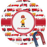 Firetrucks Round Fridge Magnet (Personalized)