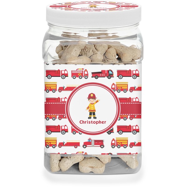 Custom Firetrucks Dog Treat Jar (Personalized)