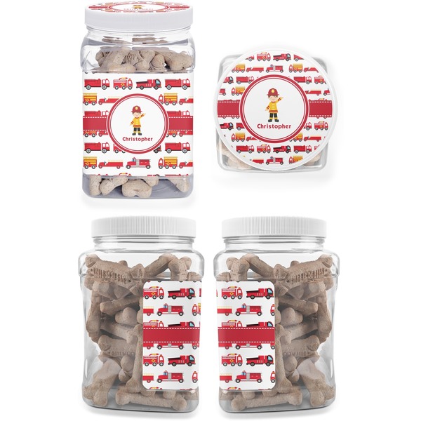 Firetrucks Pet Treat Jar - Multiple Angles
