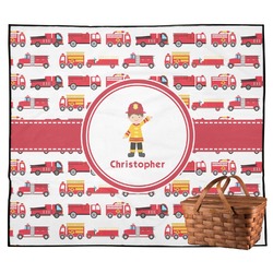 Firetrucks Outdoor Picnic Blanket (Personalized)
