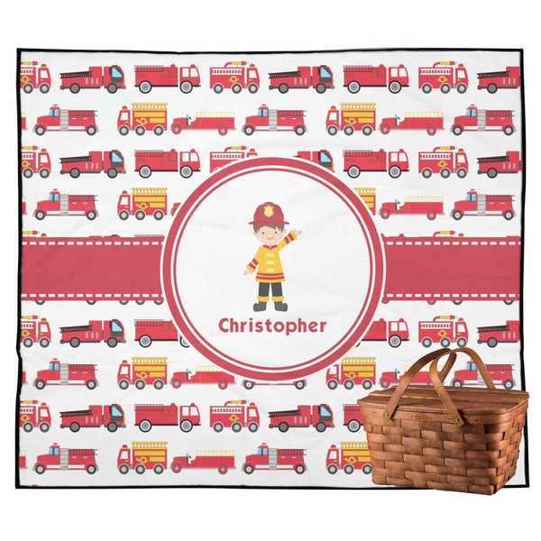 Custom Firetrucks Outdoor Picnic Blanket (Personalized)