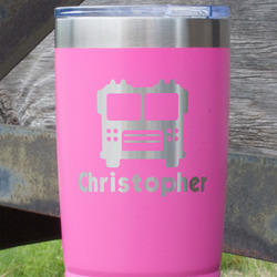 Firetrucks 20 oz Stainless Steel Tumbler - Pink - Single Sided (Personalized)