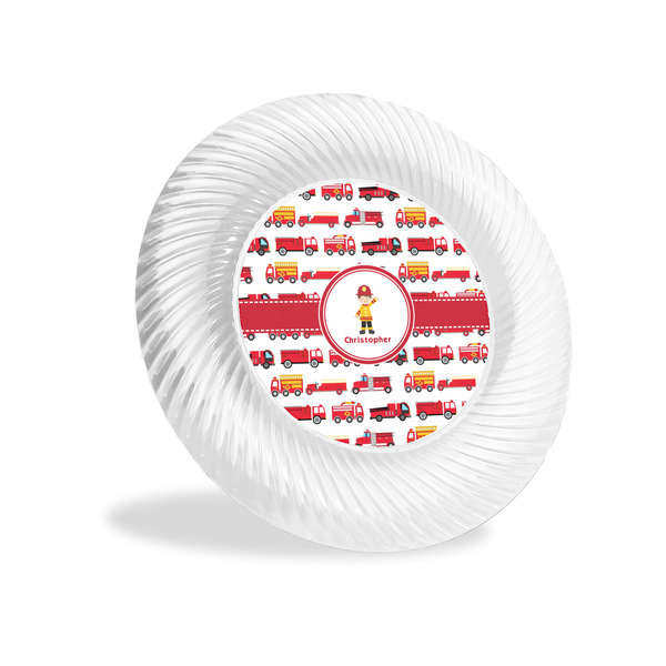 Custom Firetrucks Plastic Party Appetizer & Dessert Plates - 6" (Personalized)
