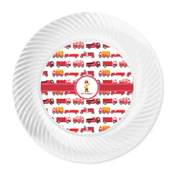 Firetrucks Plastic Party Dinner Plates - 10" (Personalized)