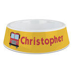 Firetrucks Plastic Dog Bowl - Large (Personalized)