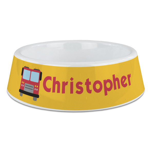Custom Firetrucks Plastic Dog Bowl - Large (Personalized)
