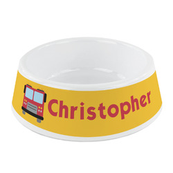 Firetrucks Plastic Dog Bowl - Small (Personalized)