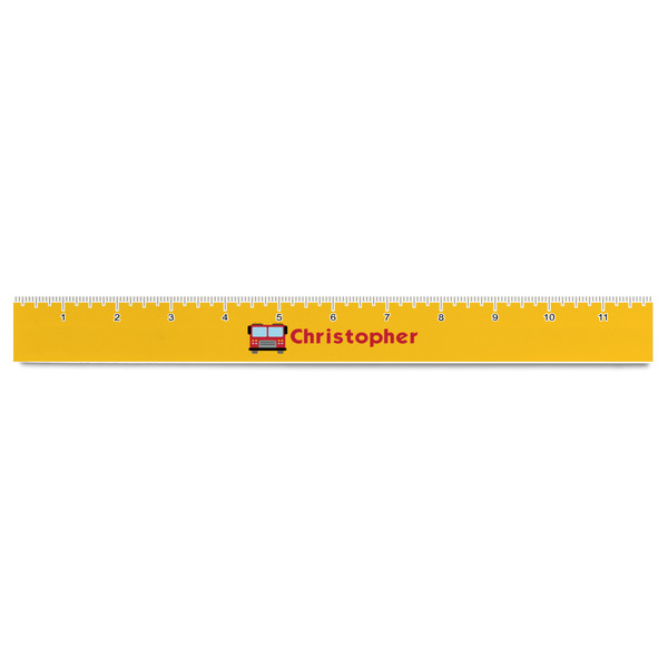 Firetrucks Plastic Ruler - 12" - FRONT