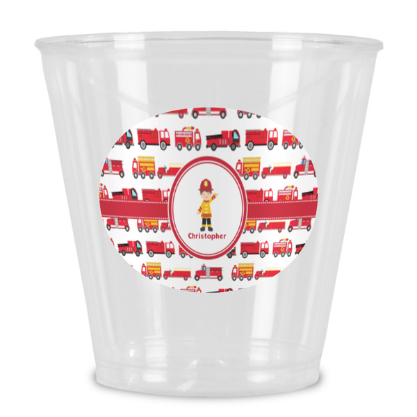Custom Firetrucks Plastic Shot Glass (Personalized)