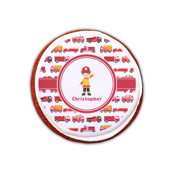 Firetrucks Printed Icing Circle - XSmall - On Cookie