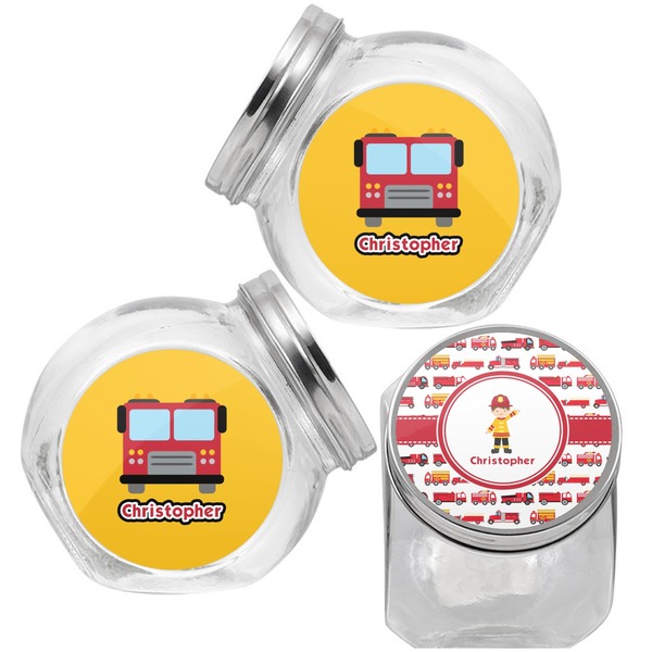 Firetrucks Puppy Treat Jar - Top Left Right