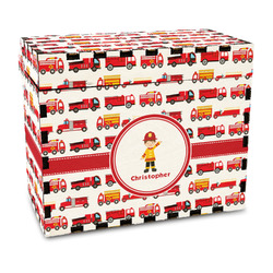 Firetrucks Wood Recipe Box - Full Color Print (Personalized)