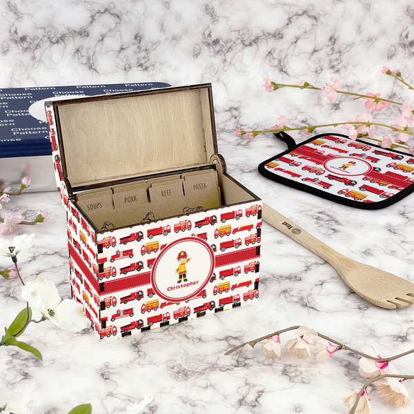 Firetrucks Recipe Box - Full Color - In Context