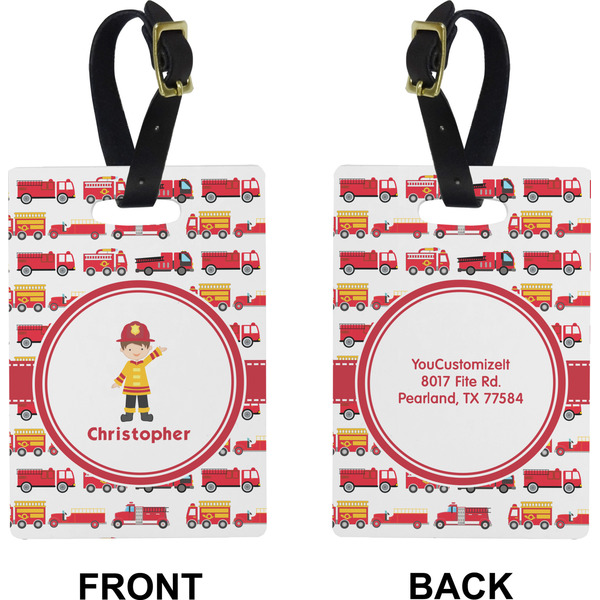 Firetrucks Rectangle Luggage Tag (Front + Back)