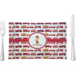 Firetrucks Glass Rectangular Lunch / Dinner Plate (Personalized)
