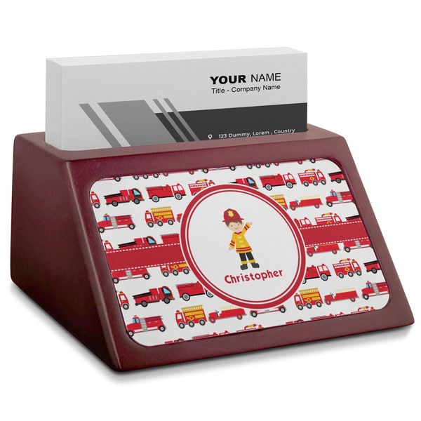 Custom Firetrucks Red Mahogany Business Card Holder (Personalized)